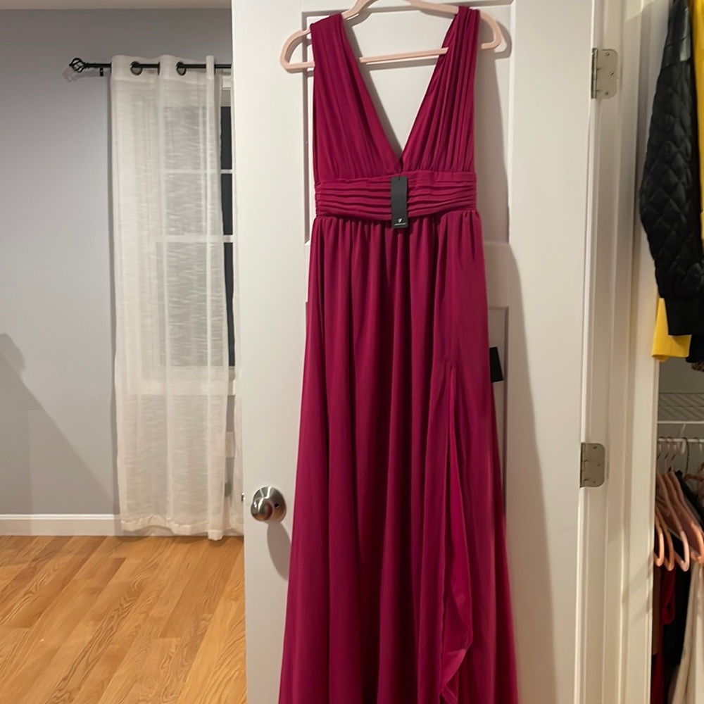 Size small chiffon dress with slit and low front and back   Brand new